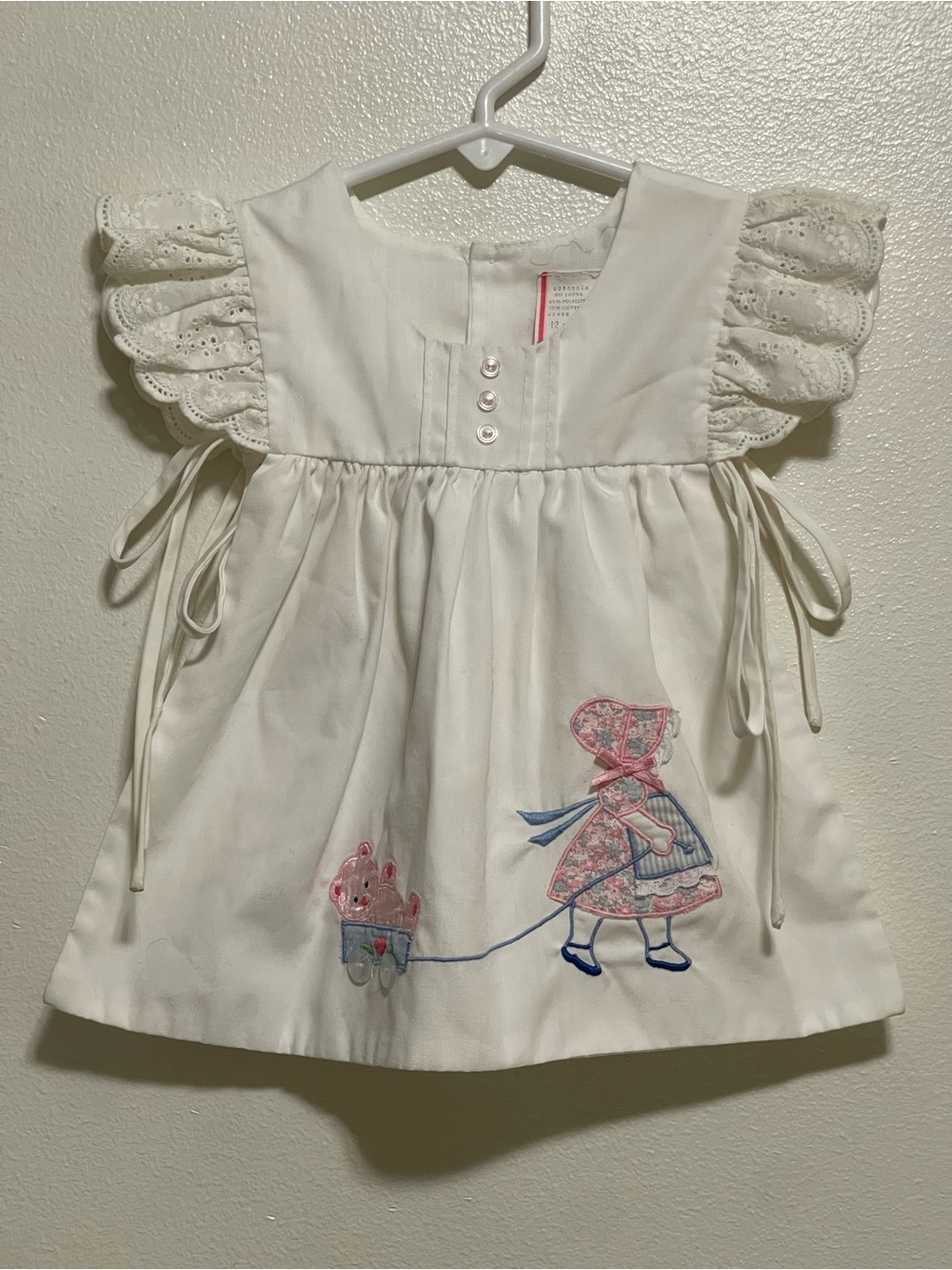 Vintage Baby Dress with Sunbonnet Girl Embroidery